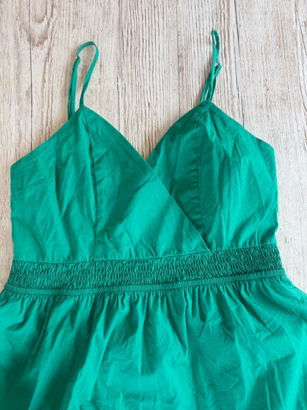 Monteau Los Angeles Bubble Hem Green Midi Dress Spaghetti Straps with Pockets L - Picture 6 of 16